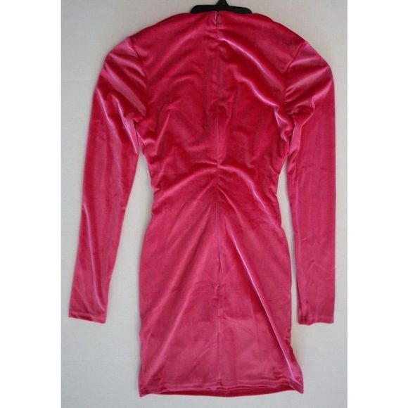 Cosmo Dress the Population Women's Sz S Fuchsia Aidan Twist Plunge Velvet Dress - Picture 9 of 10